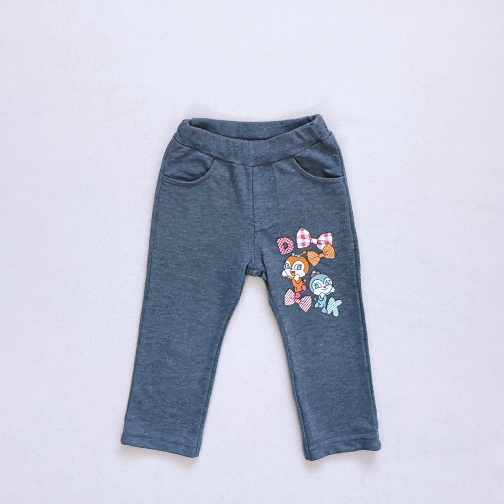 Anpanman Kids Grey Cotton Blend Sweatpants Cartoon Character Print Unisex 18-24M